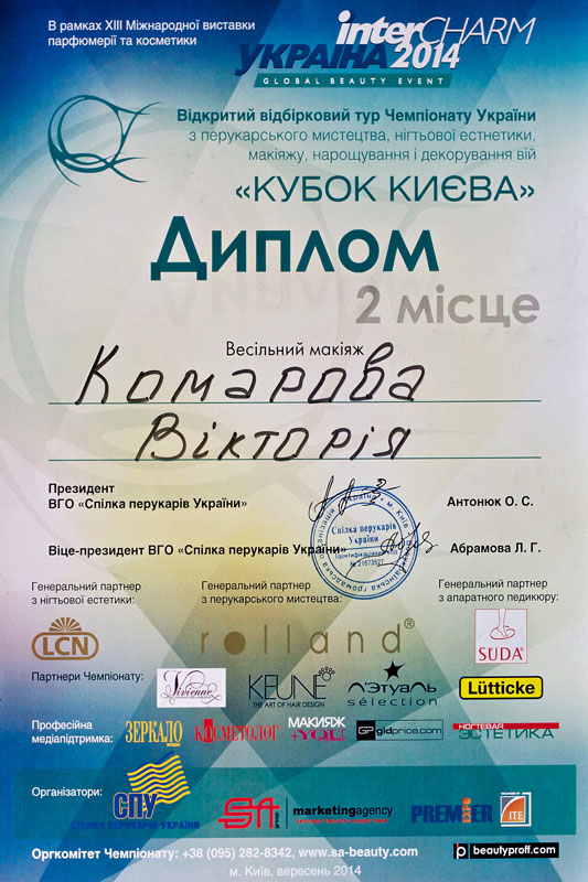 Wedding makeup, 2nd place Sand Diego, CA